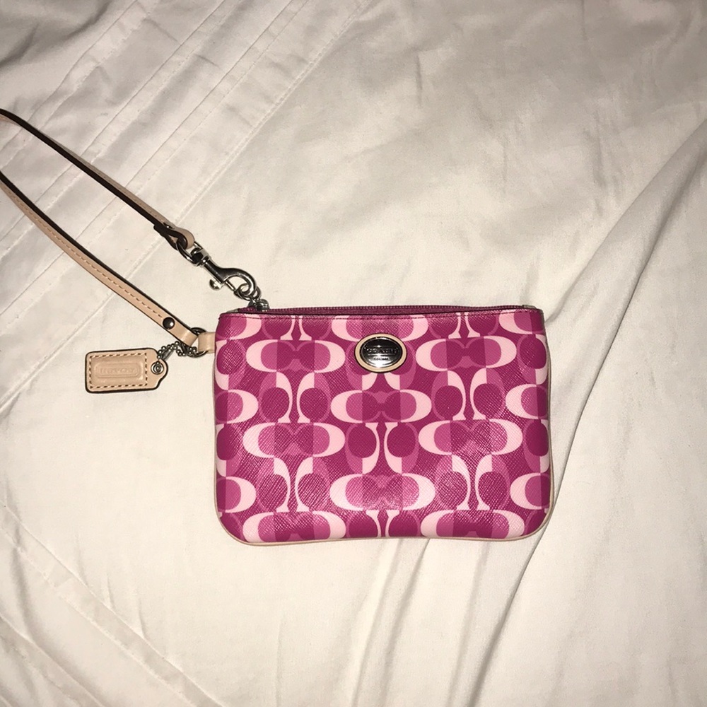 pink Coach wristlet wallet
